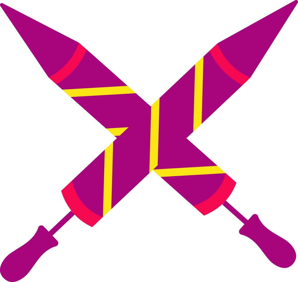 Cross Pichkari Icon In Yellow And Pink Color. vector