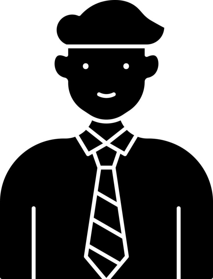 estudiante o negocio hombre negro y blanco icono. vector