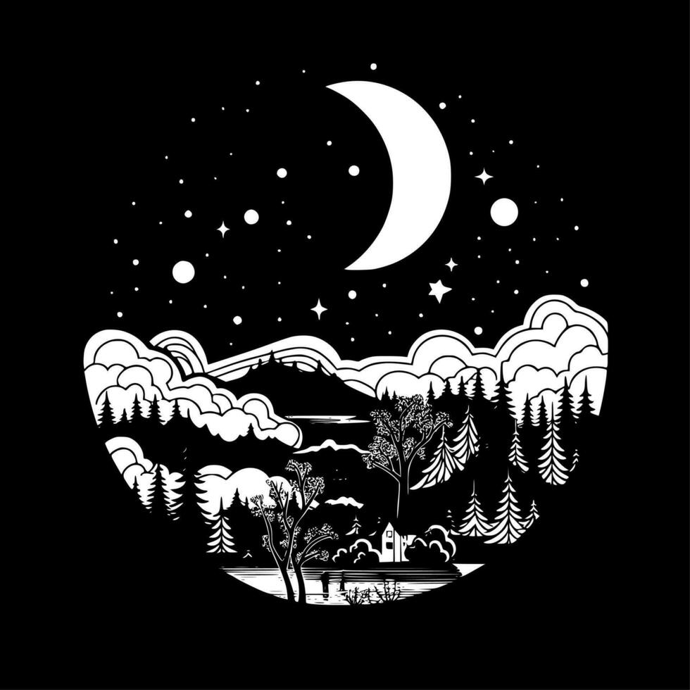 Night Sky, Minimalist and Simple Silhouette - Vector illustration