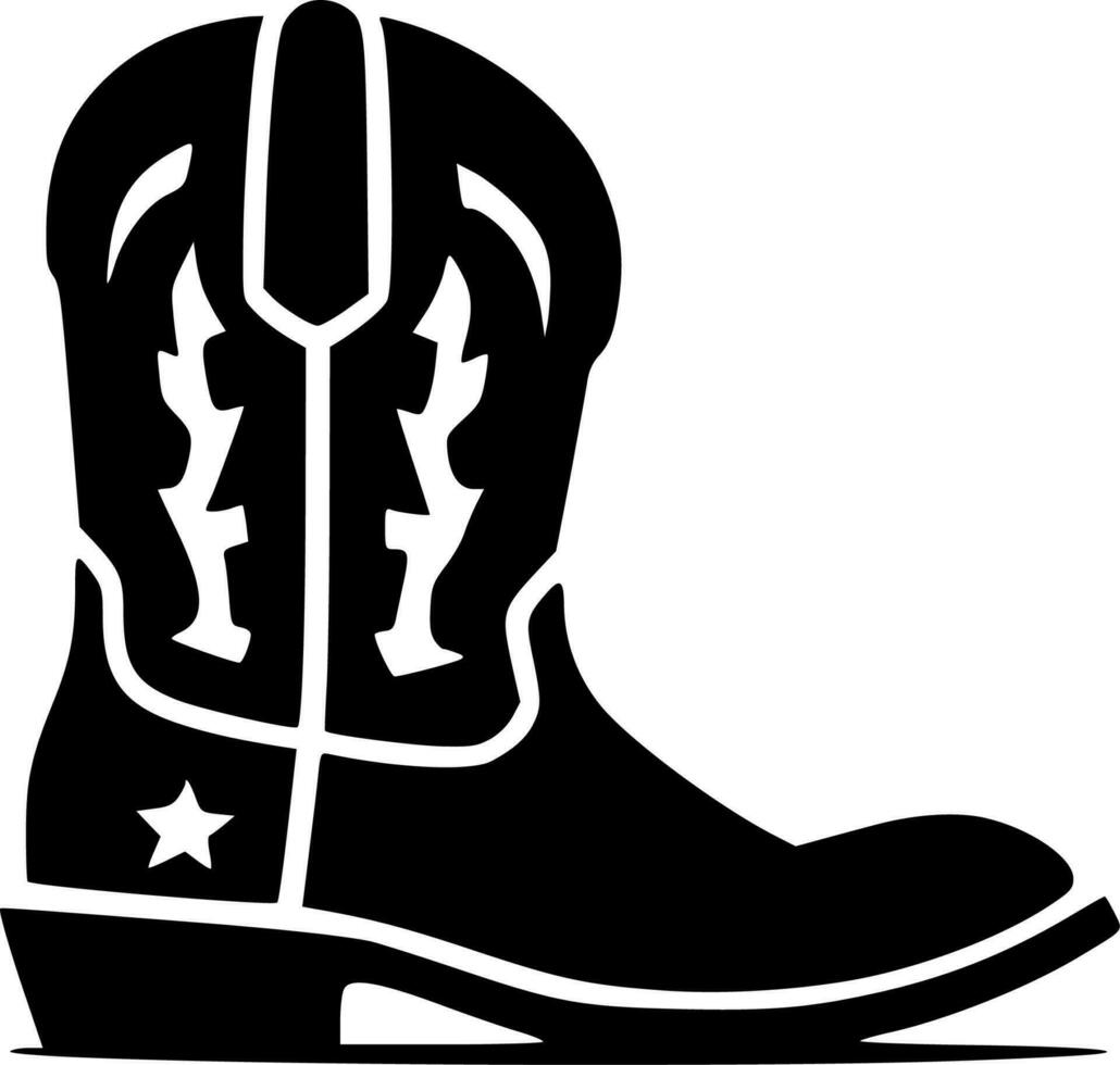 Cowboy Boot - Black and White Isolated Icon - Vector illustration