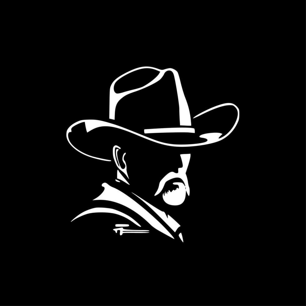 Cowboy, Black and White Vector illustration