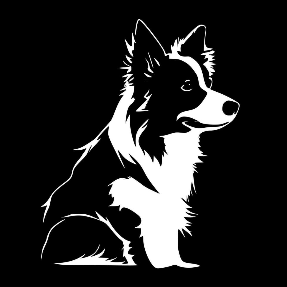 frontera collie - negro y blanco aislado icono - vector ilustración