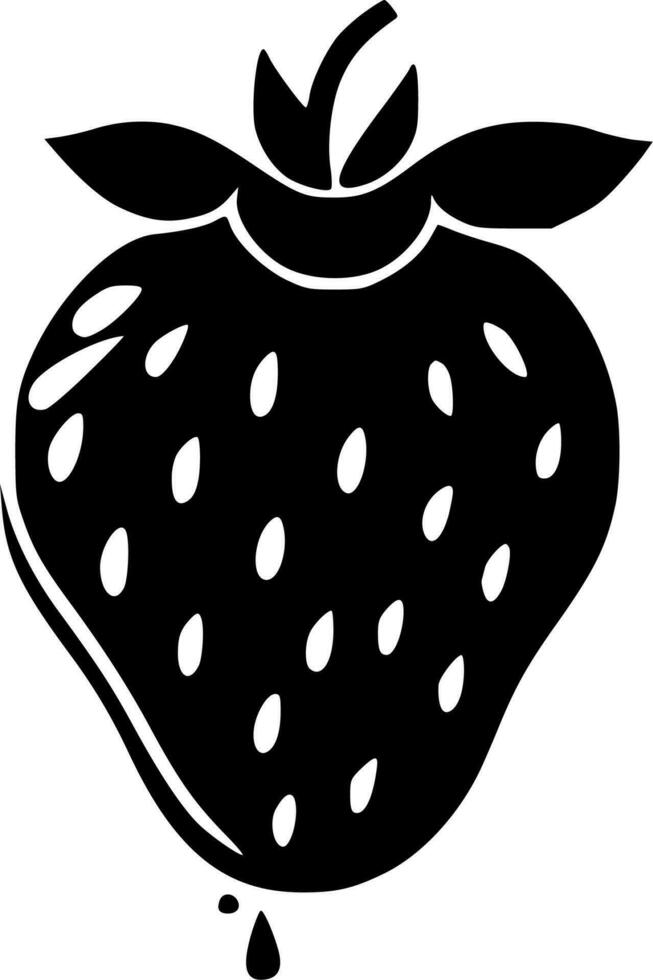 Strawberry, Black and White Vector illustration