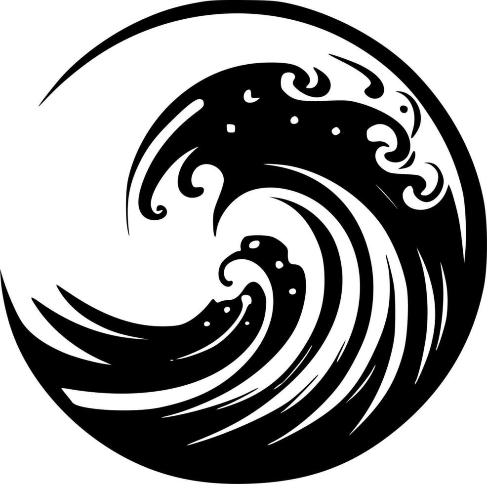 Wave, Black and White Vector illustration