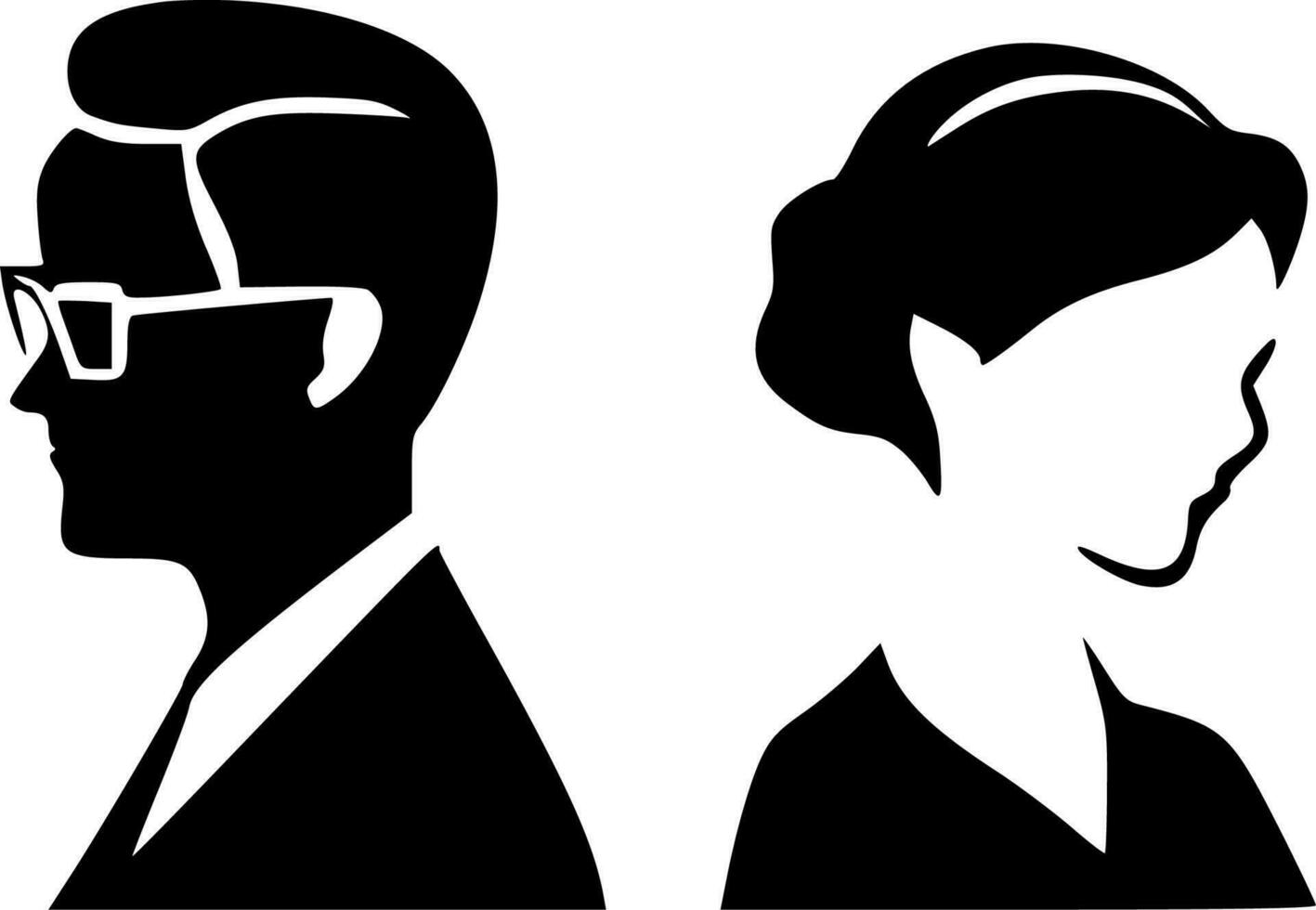 Couples, Black and White Vector illustration
