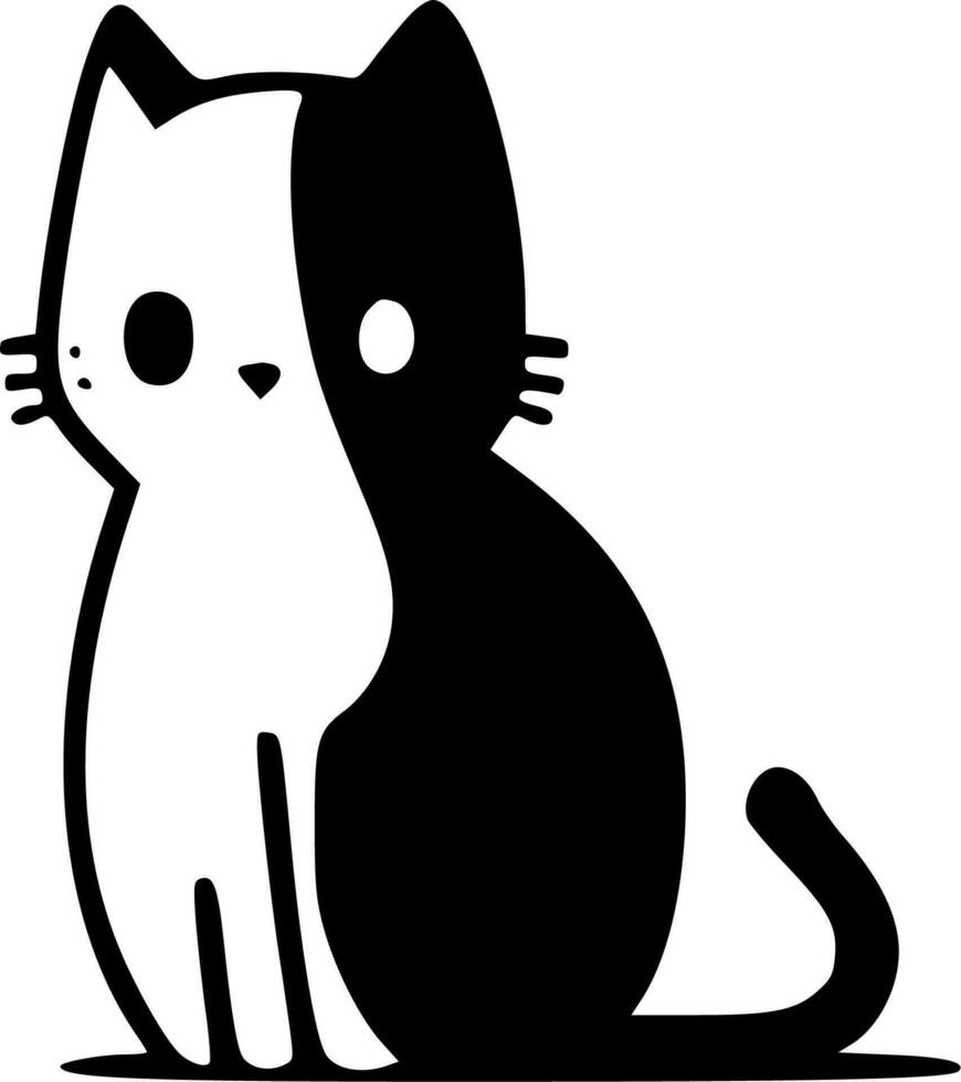 gato - negro y blanco aislado icono - vector ilustración