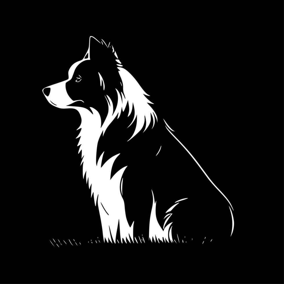 frontera collie - negro y blanco aislado icono - vector ilustración