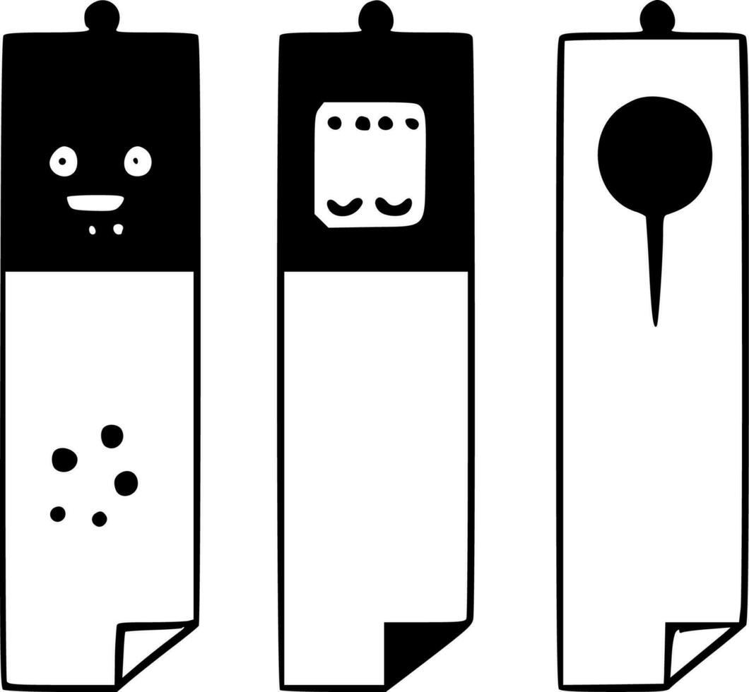 Bookmarks, Black and White Vector illustration