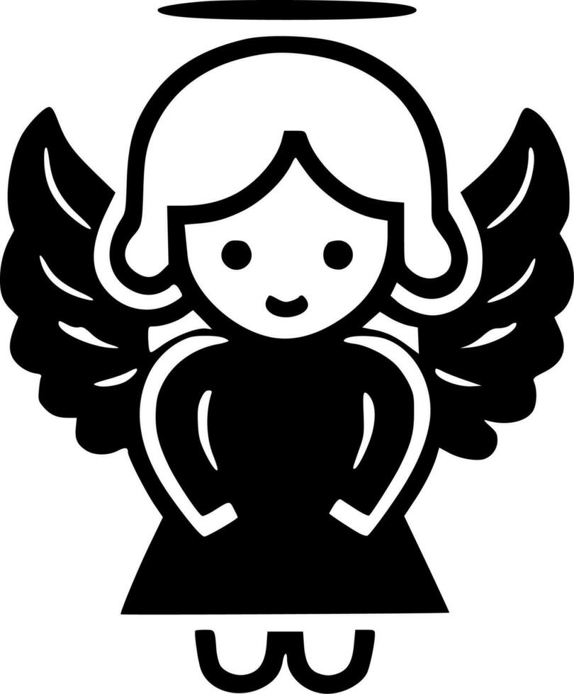 Angel, Black and White Vector illustration