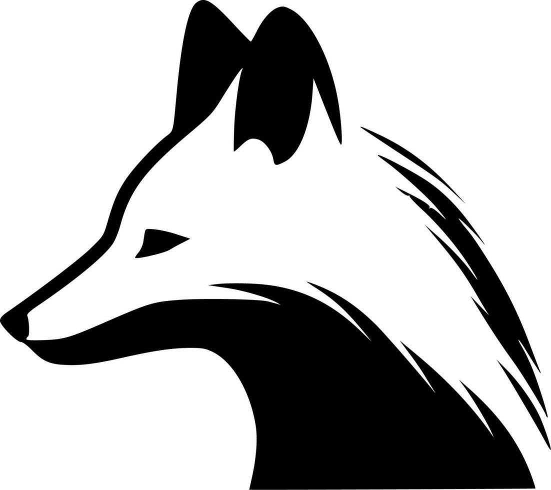 Arctic Fox - Black and White Isolated Icon - Vector illustration