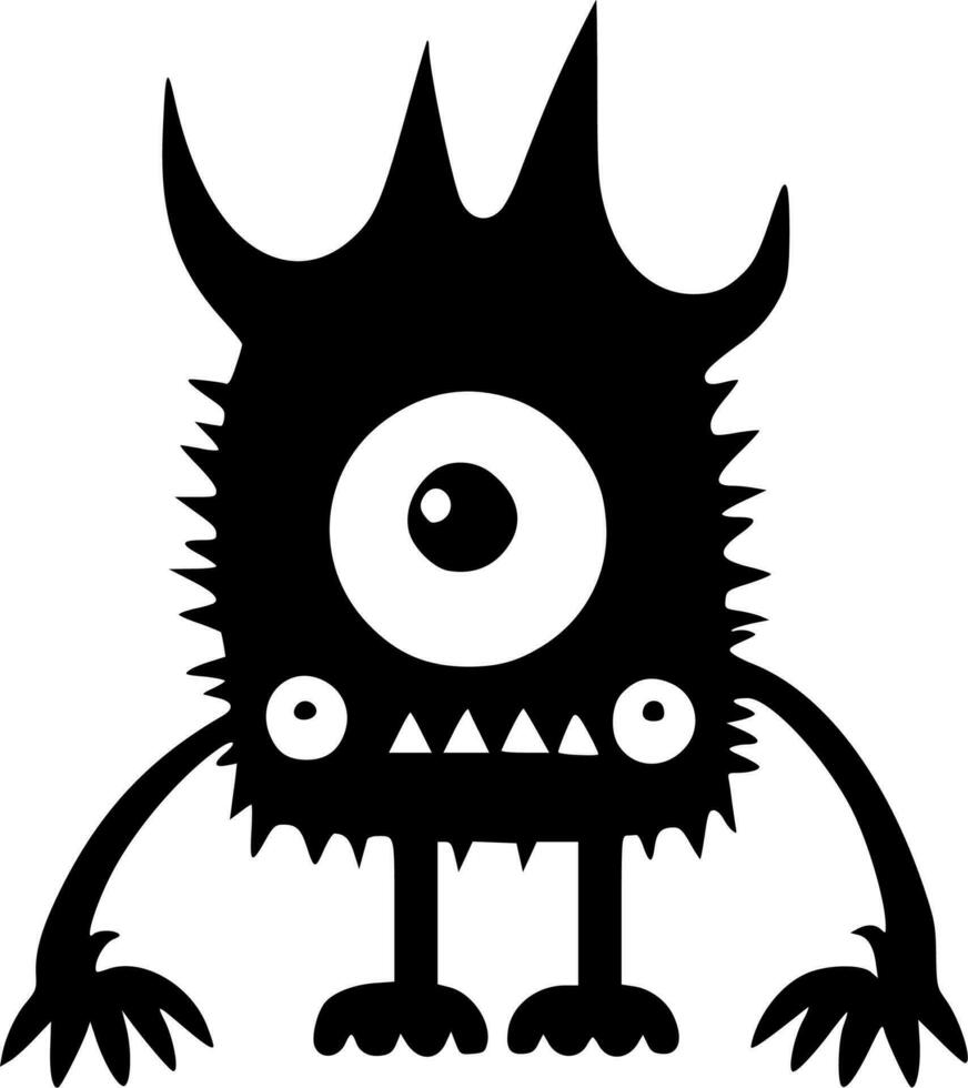 monstruo - negro y blanco aislado icono - vector ilustración