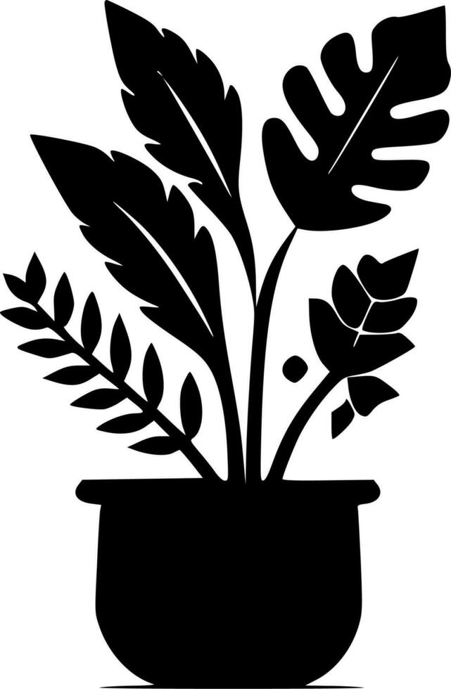 Plant, Black and White Vector illustration