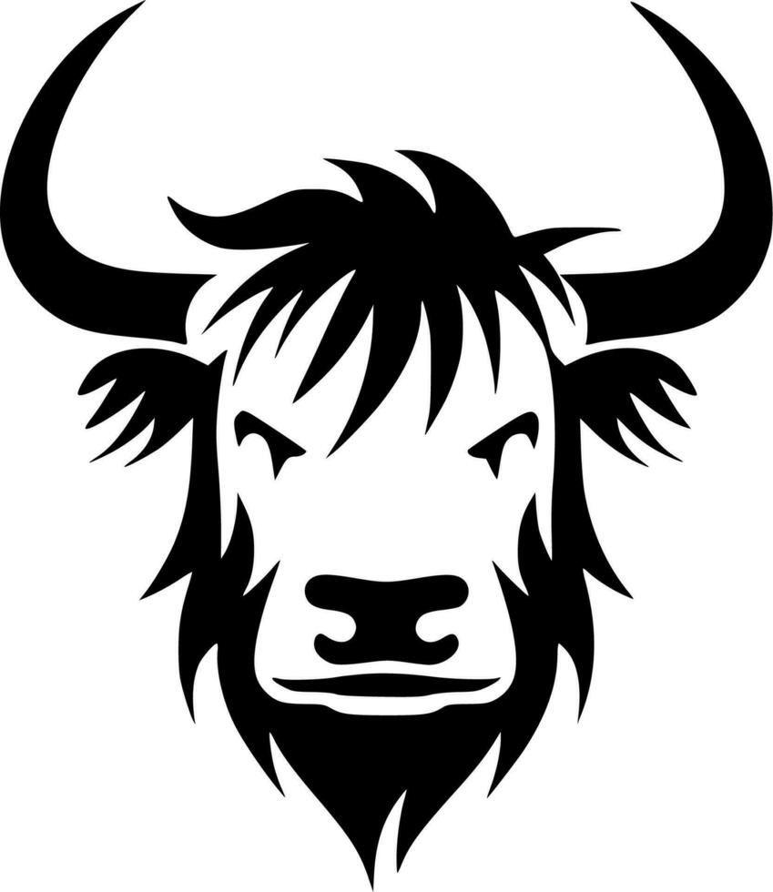 Highland Cow, Black and White Vector illustration