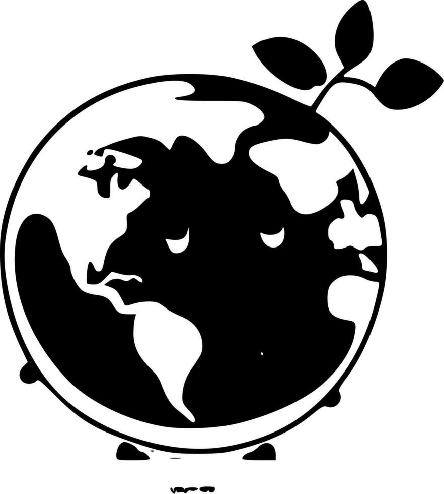 Earth Day - Black and White Isolated Icon - Vector illustration