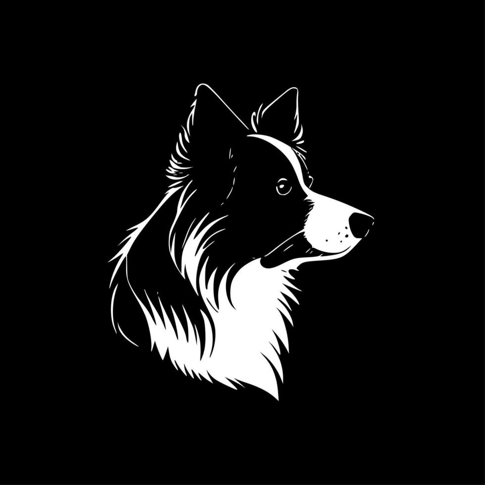 frontera collie - negro y blanco aislado icono - vector ilustración