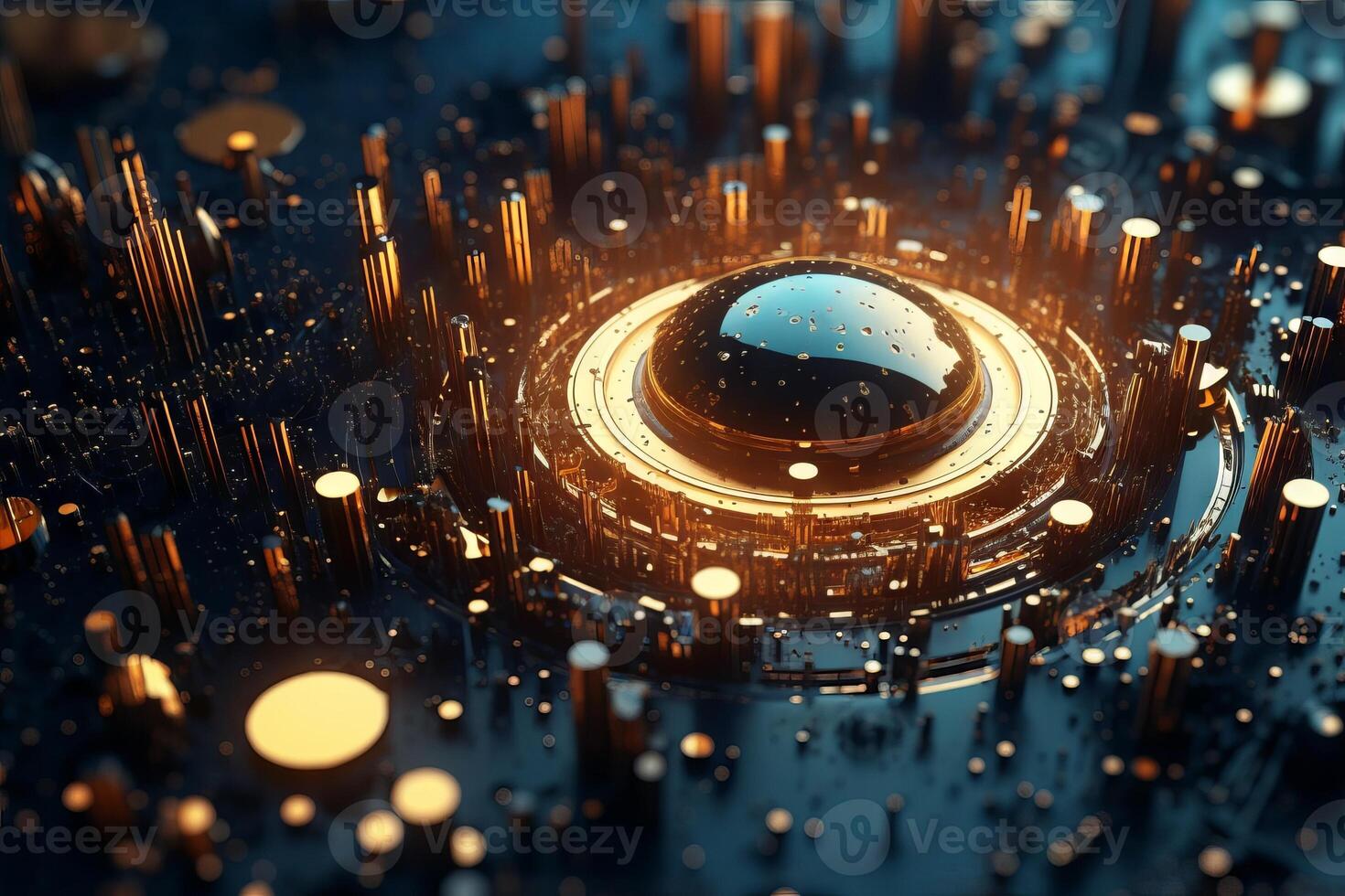 A digitally rendered futuristic metropolis. photo