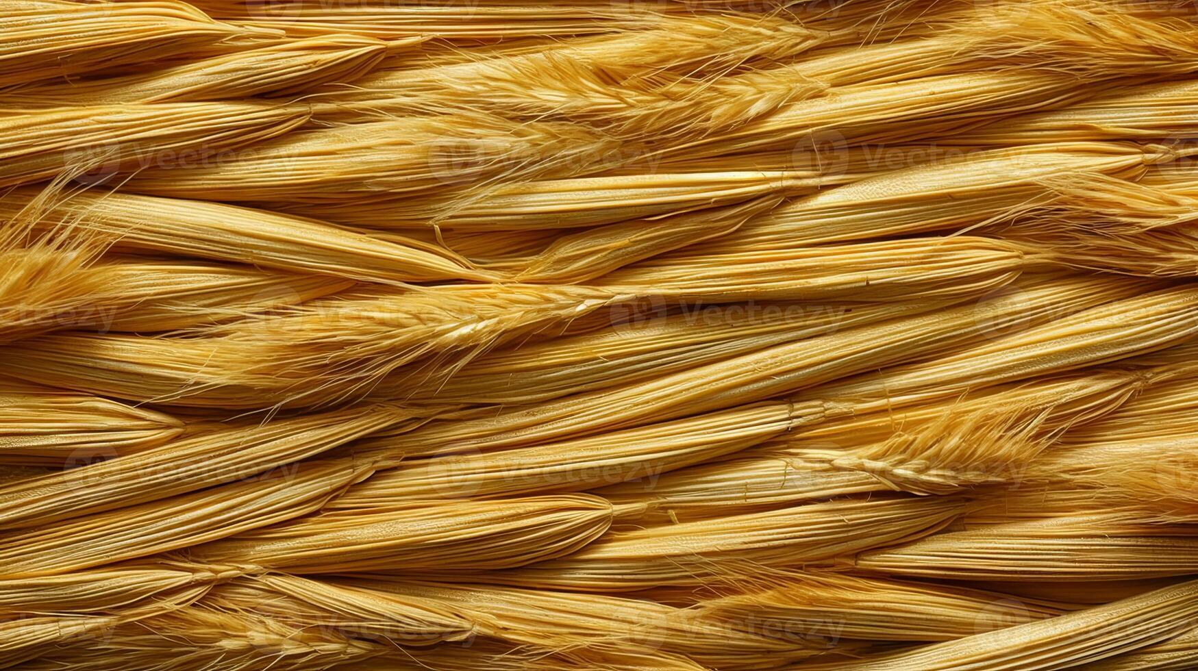 A macro shot of golden straw texture. photo