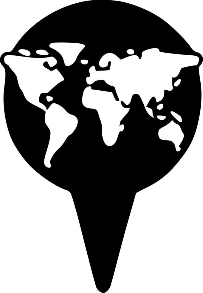 Map Pin, Black and White Vector illustration