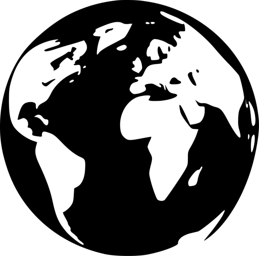 Earth - Black and White Isolated Icon - Vector illustration