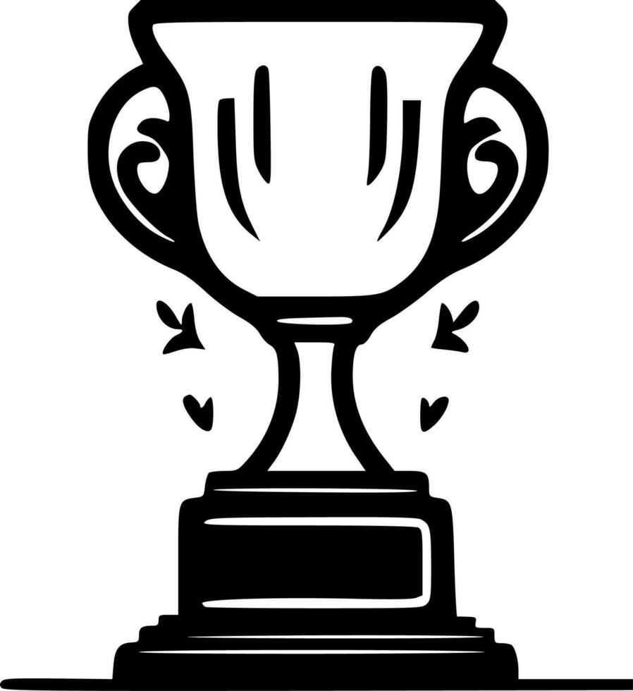 Trophy - Black and White Isolated Icon - Vector illustration
