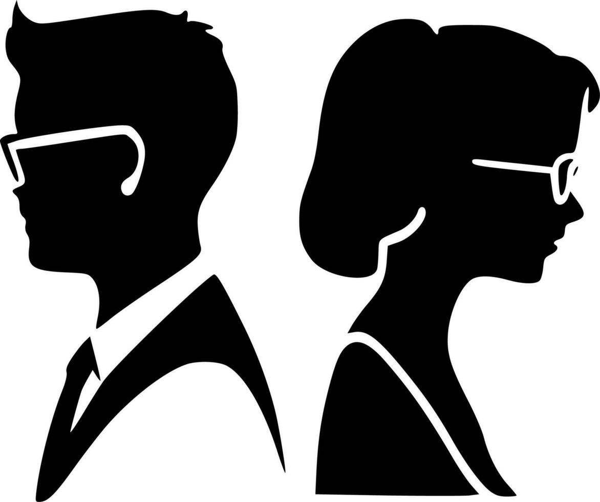 Couples, Black and White Vector illustration