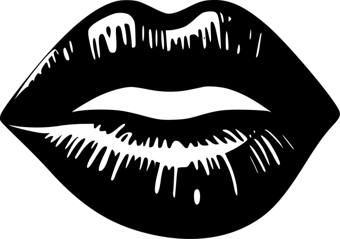 Lips, Black and White Vector illustration