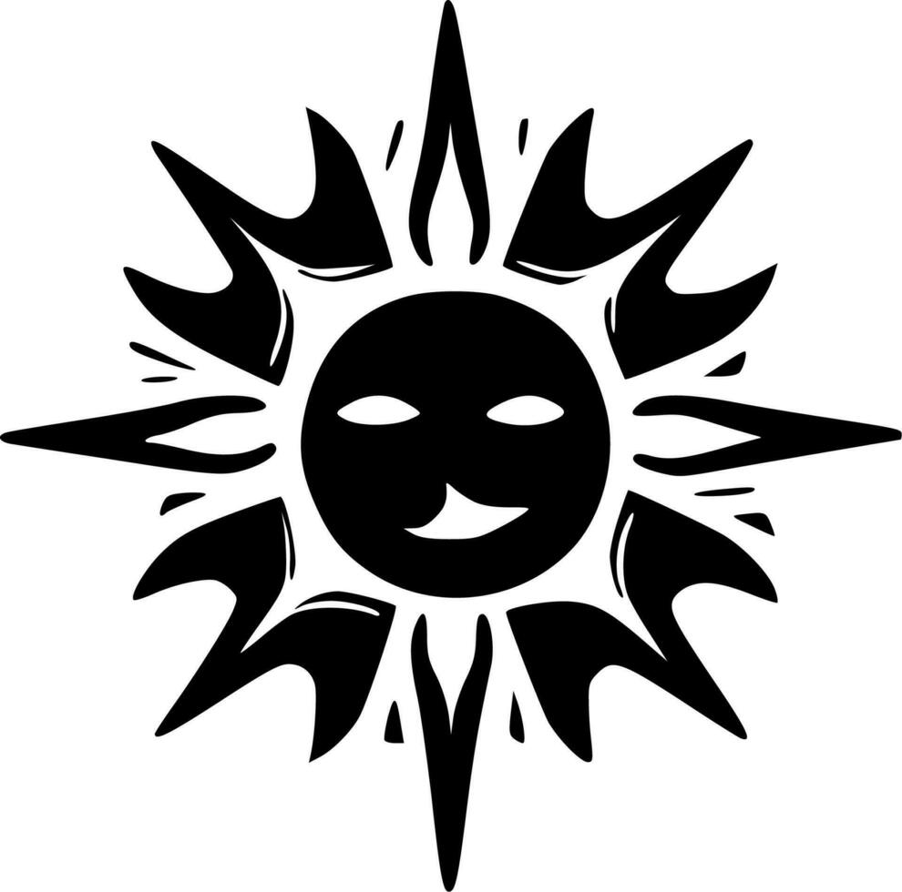 Sun - Black and White Isolated Icon - Vector illustration