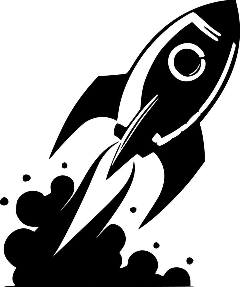 Rocket, Black and White Vector illustration
