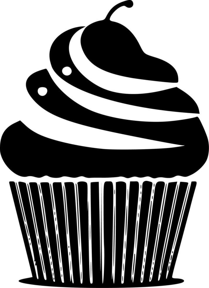 Cupcake, Minimalist and Simple Silhouette - Vector illustration