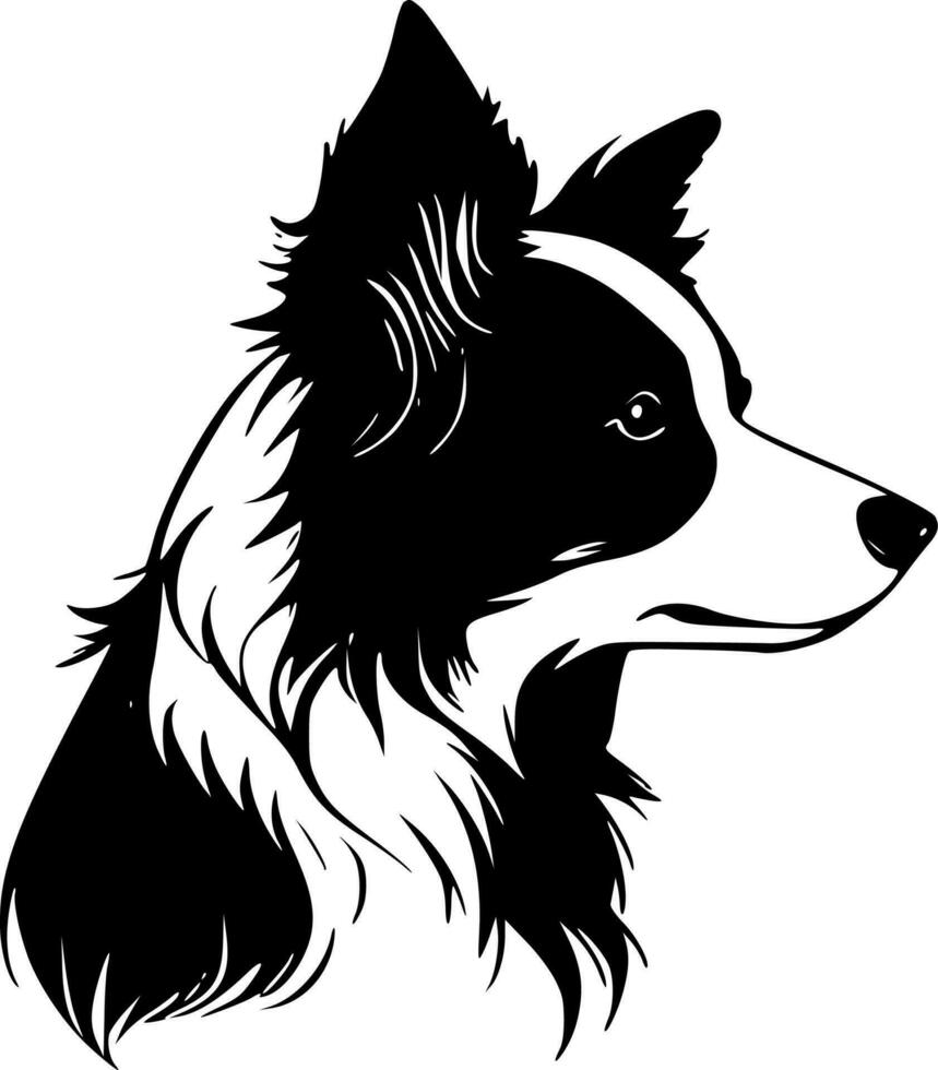 frontera collie - negro y blanco aislado icono - vector ilustración