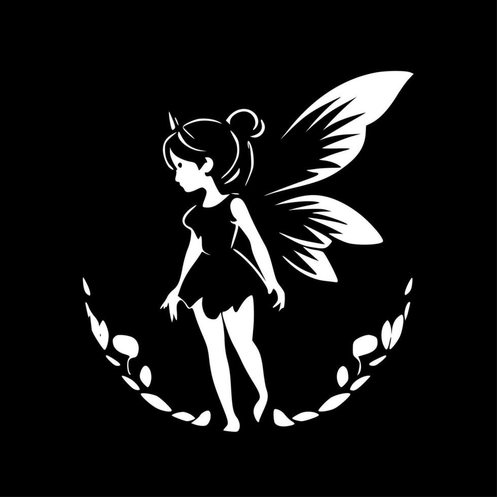 Fairy - Black and White Isolated Icon - Vector illustration