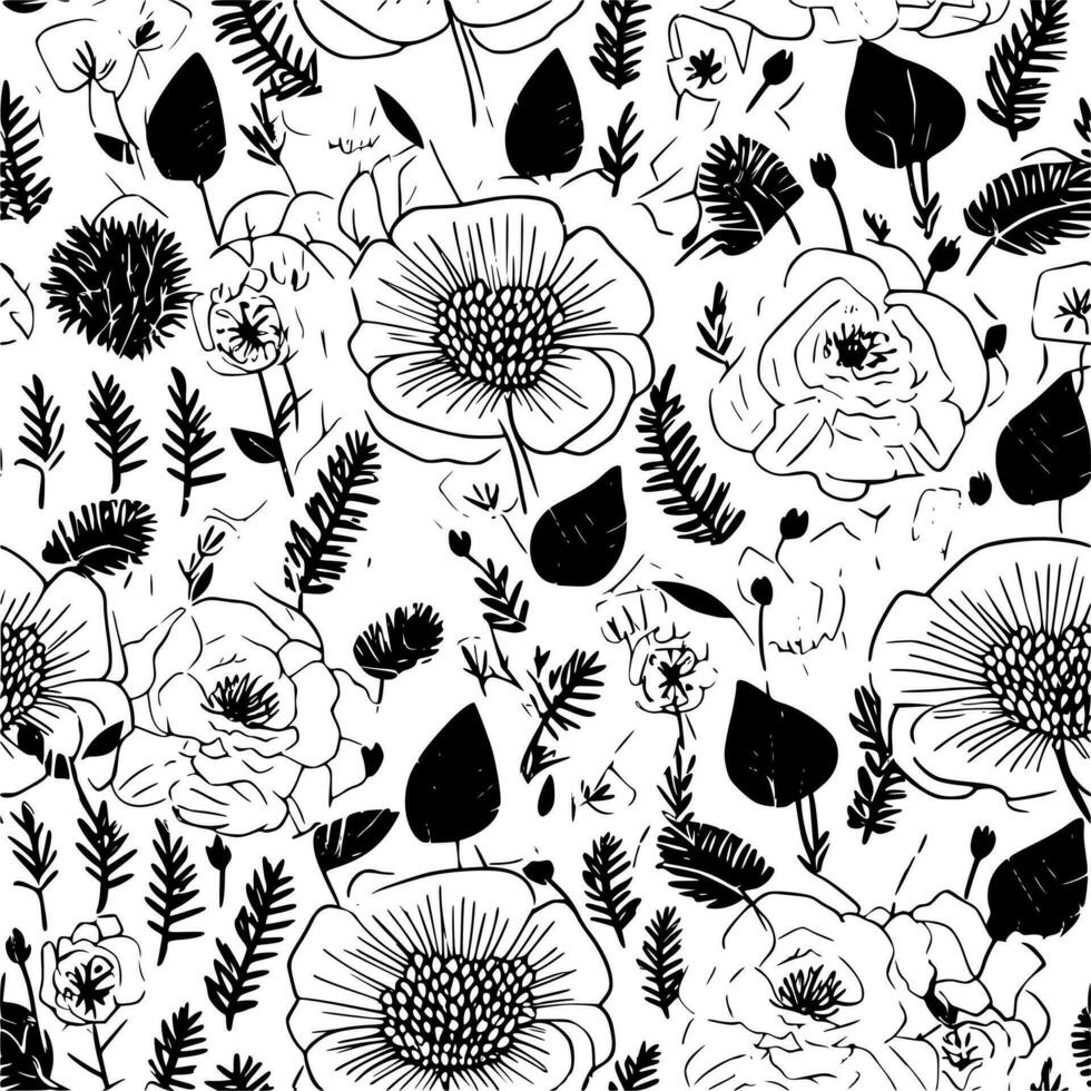 Seamless Pattern, Minimalist and Simple Silhouette - Vector illustration