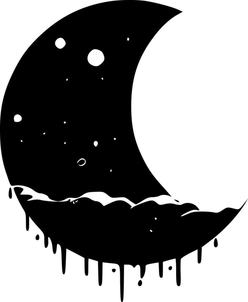 Moon, Black and White Vector illustration