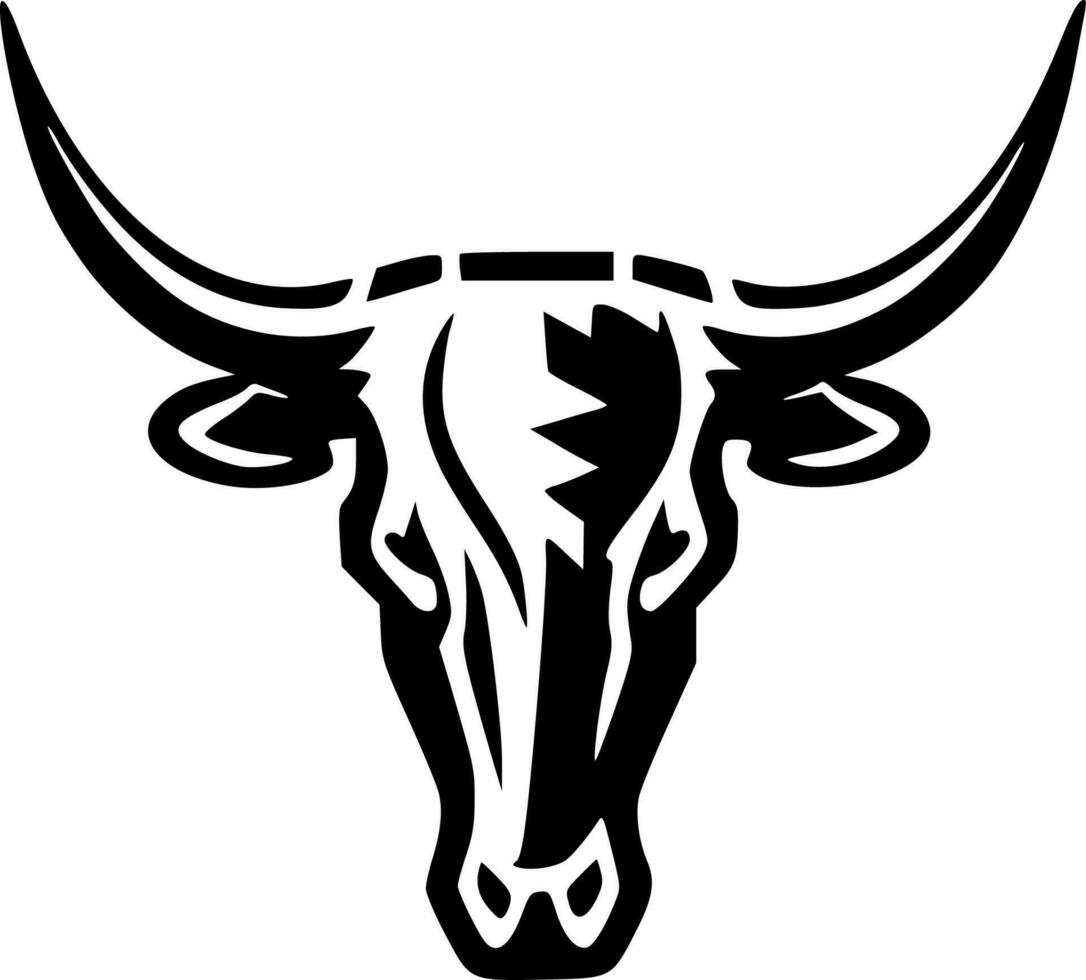 Texas Longhorn cabeza - negro y blanco aislado icono - vector ilustración