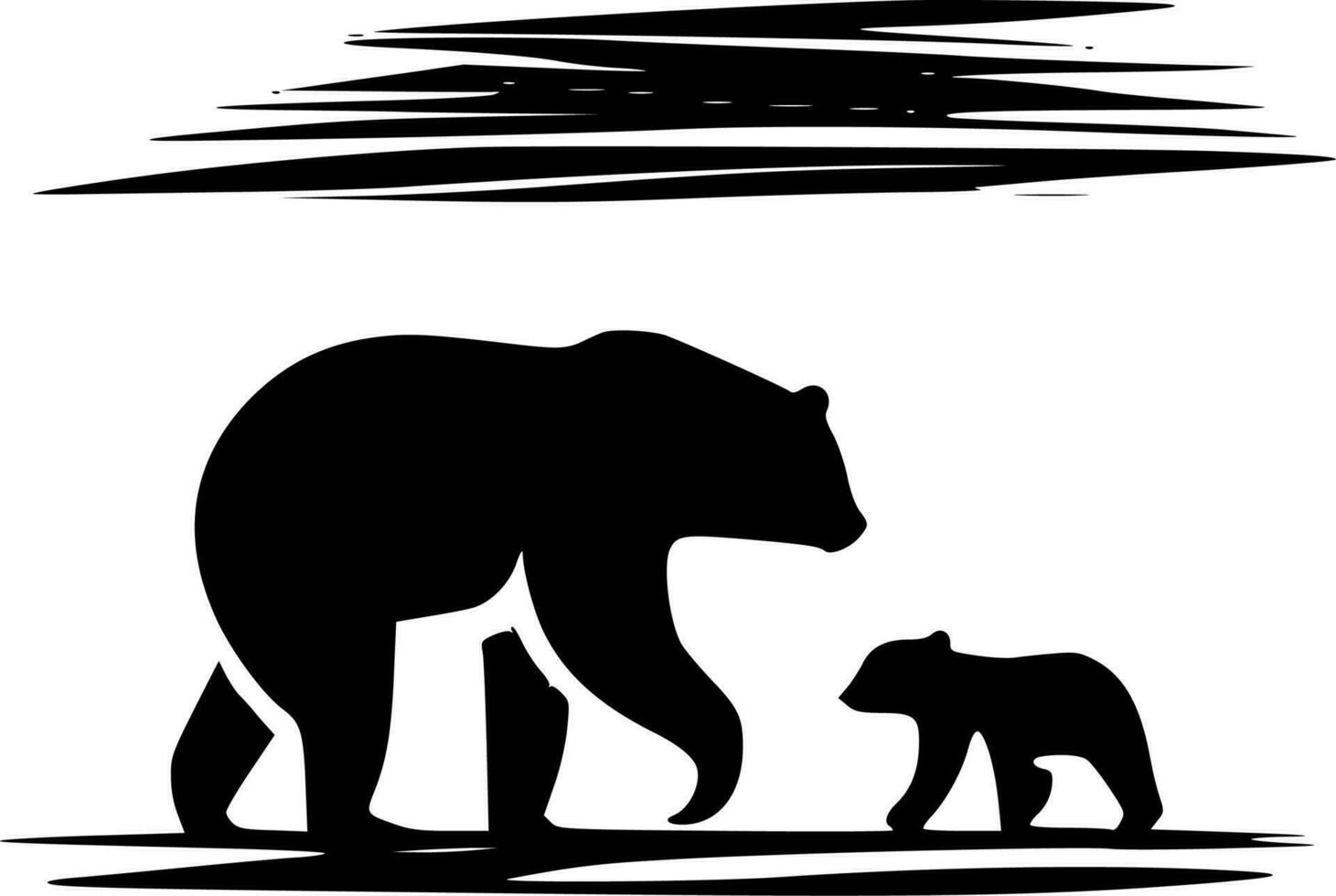 Mama Bear - Black and White Isolated Icon - Vector illustration