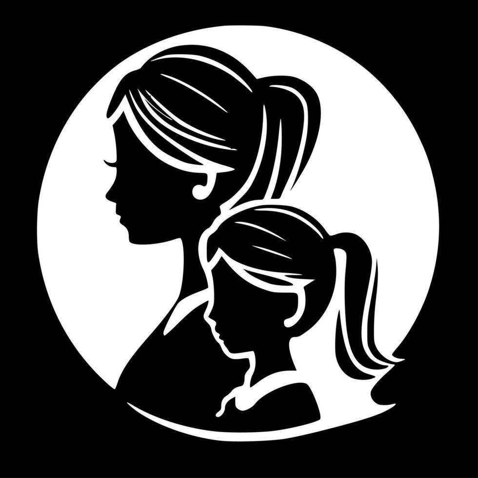 Mother Daughter, Minimalist and Simple Silhouette - Vector illustration