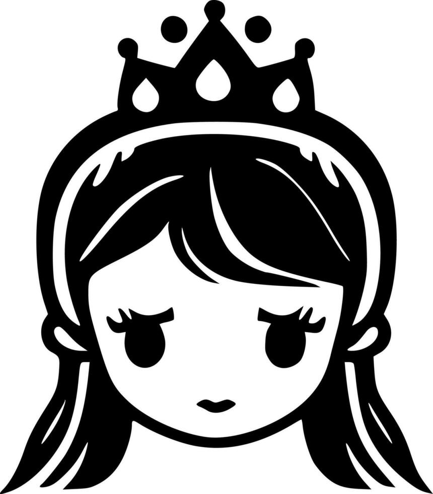 Princess - Black and White Isolated Icon - Vector illustration