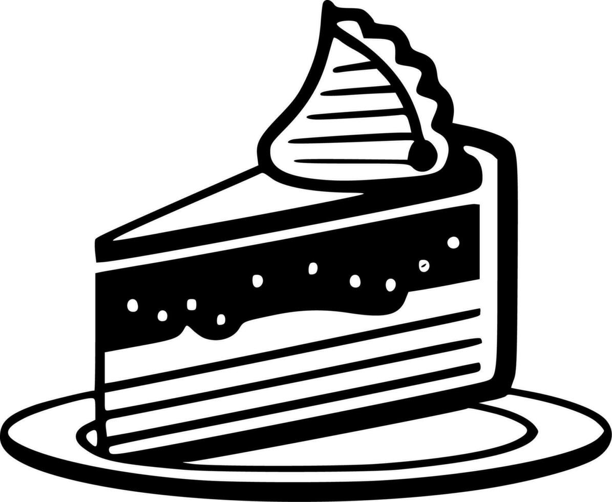 Cake - Black and White Isolated Icon - Vector illustration