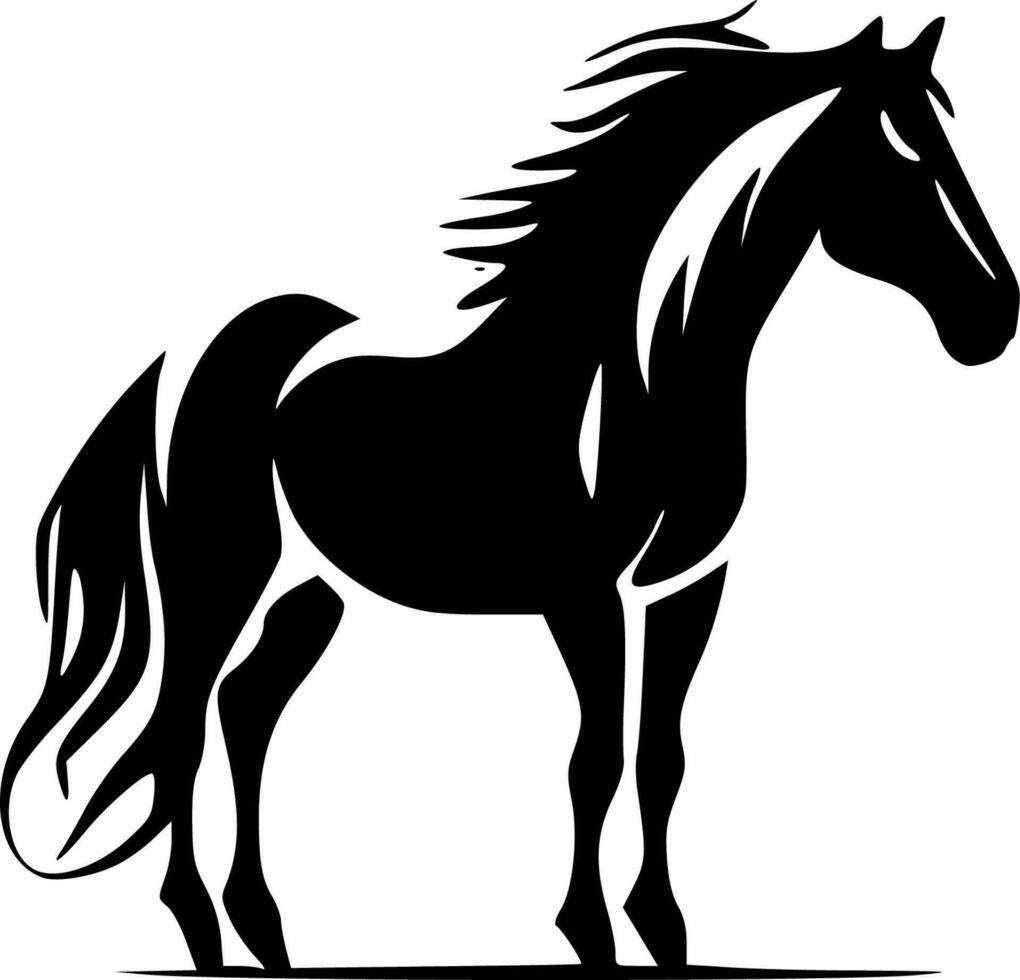 caballo - negro y blanco aislado icono - vector ilustración