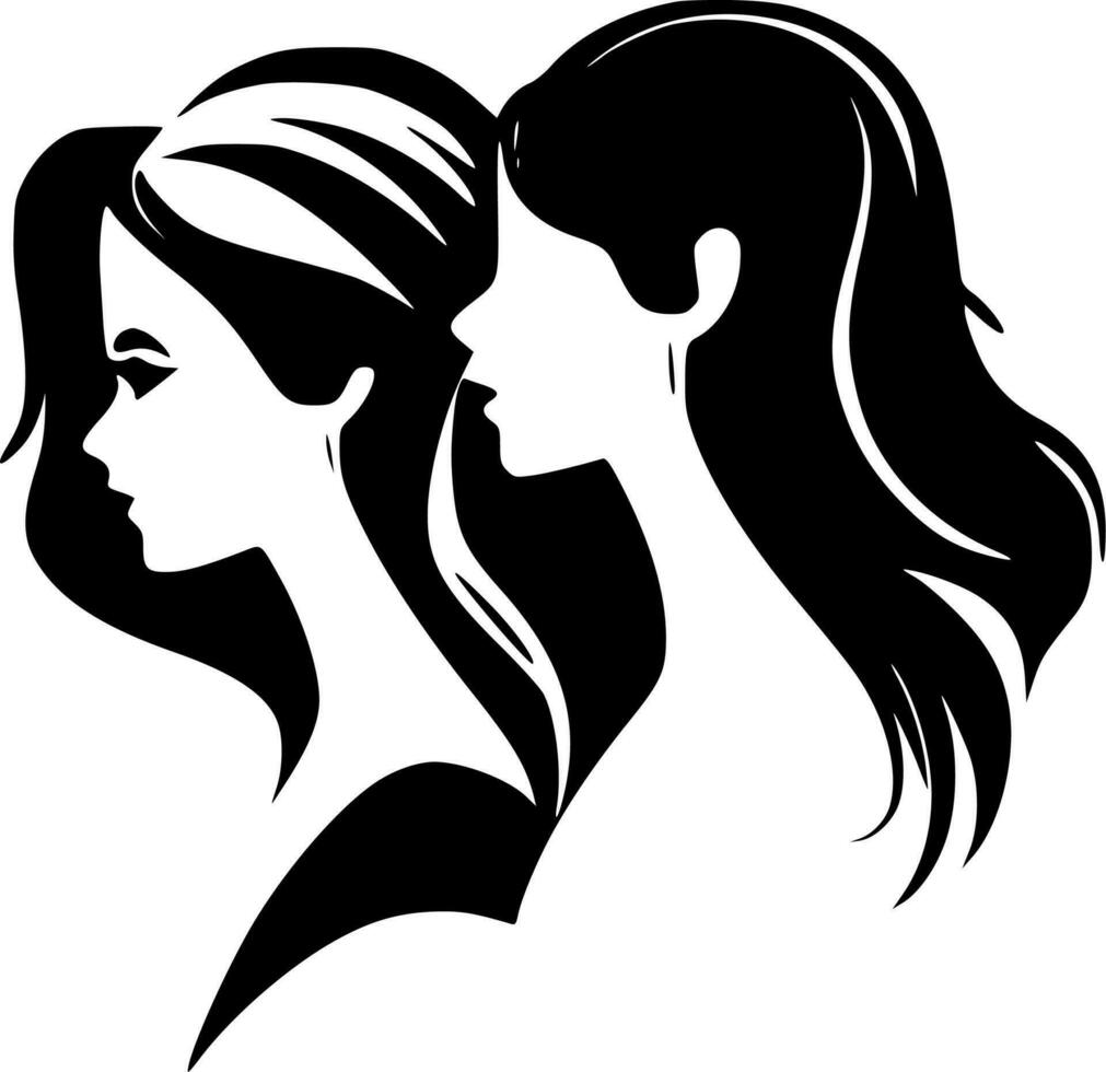 mujer - negro y blanco aislado icono - vector ilustración