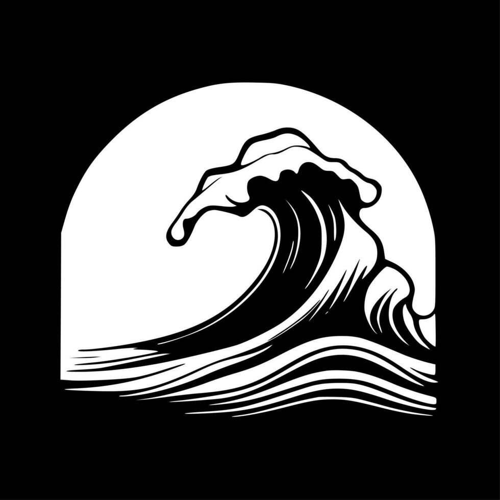 Wave, Black and White Vector illustration