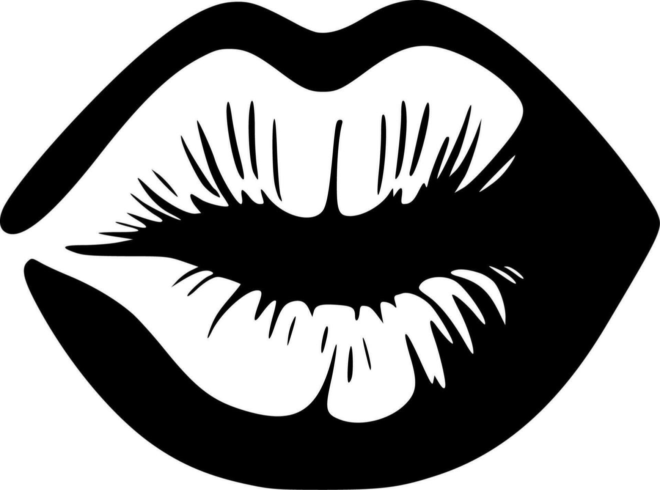 Lips - Black and White Isolated Icon - Vector illustration
