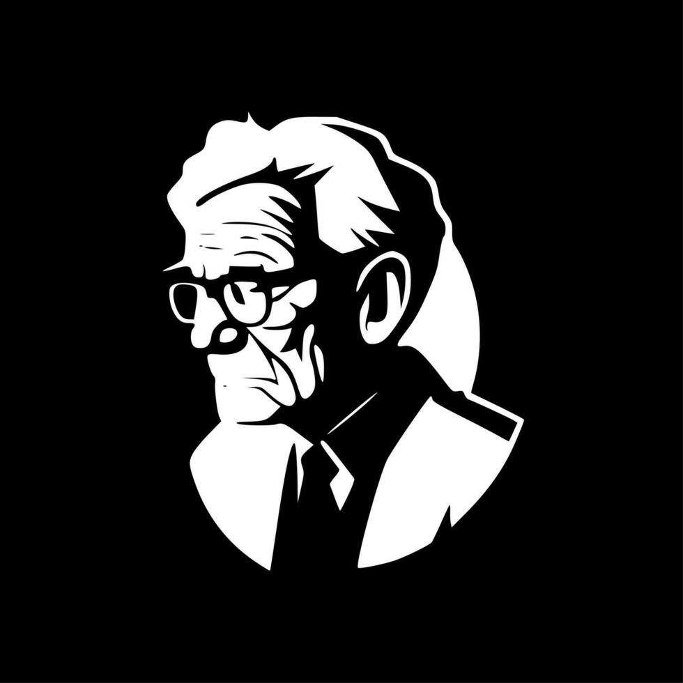 Senior, Black and White Vector illustration