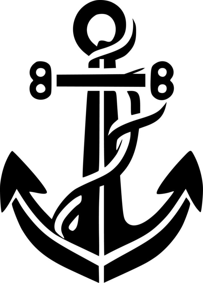 Anchor - Black and White Isolated Icon - Vector illustration