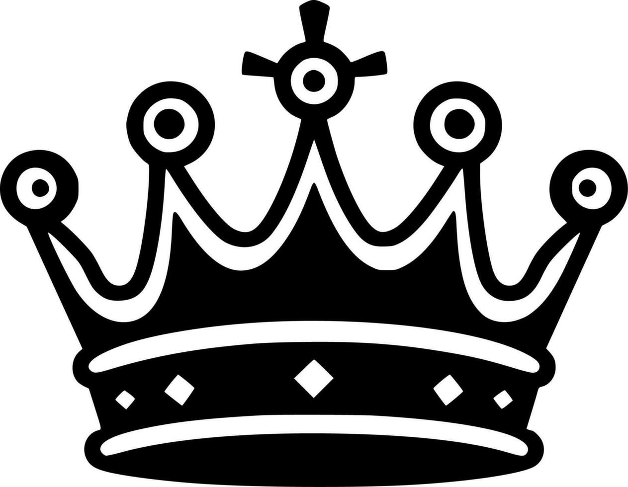 Crown, Black and White Vector illustration
