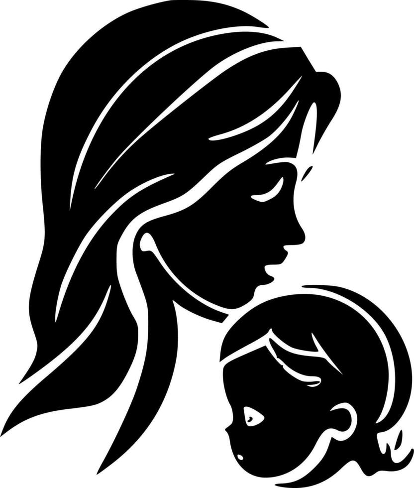 Mother, Black and White Vector illustration