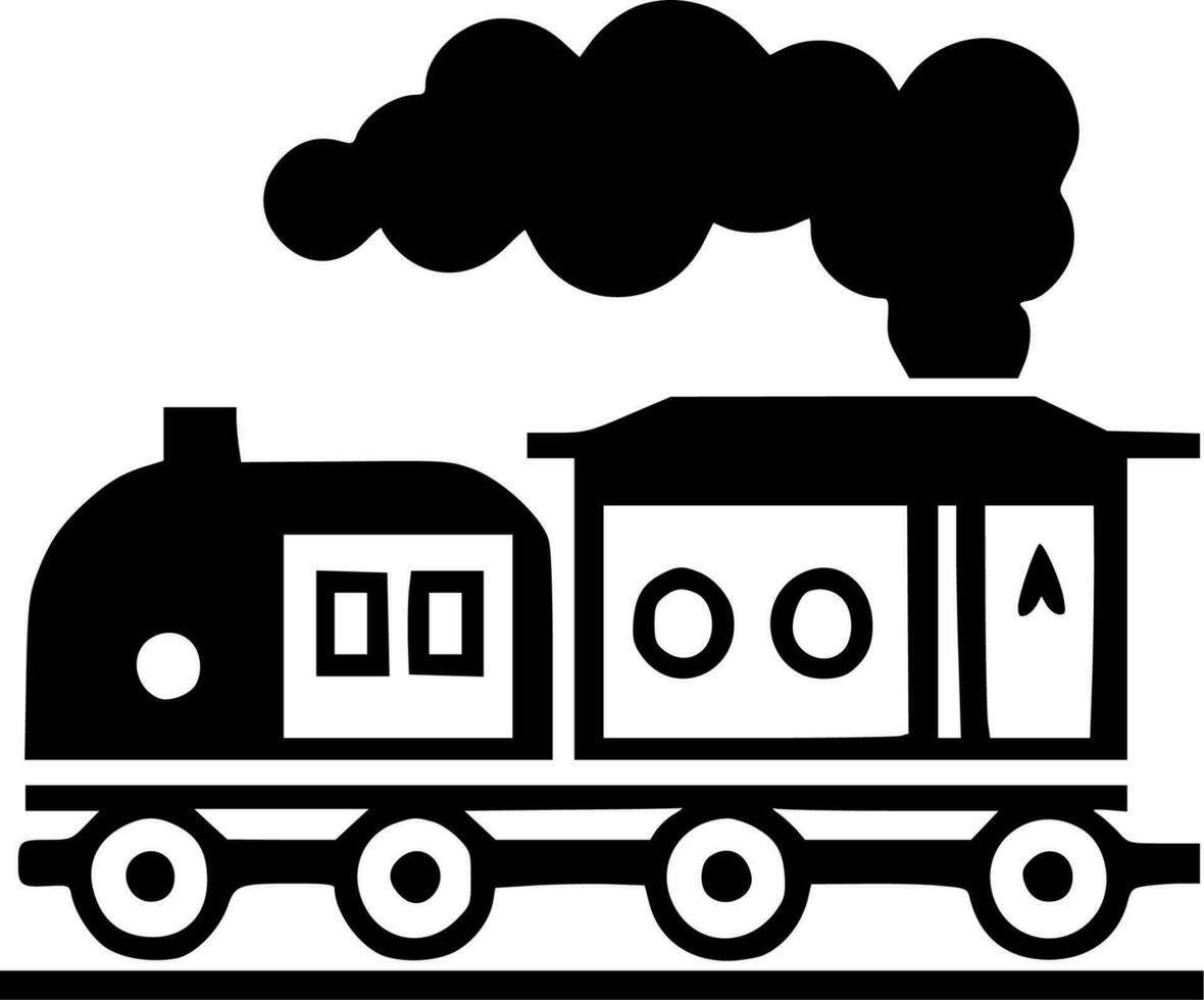 Train, Black and White Vector illustration