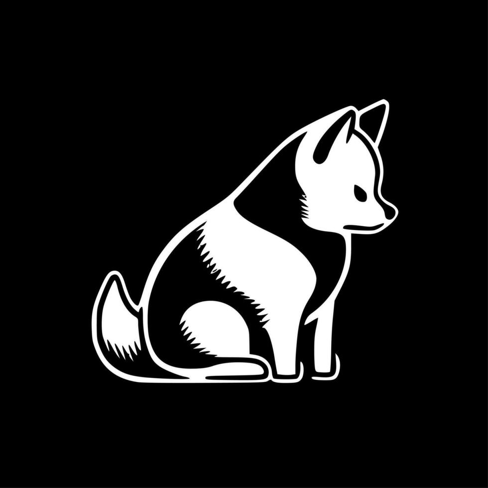 shiba - negro y blanco aislado icono - vector ilustración