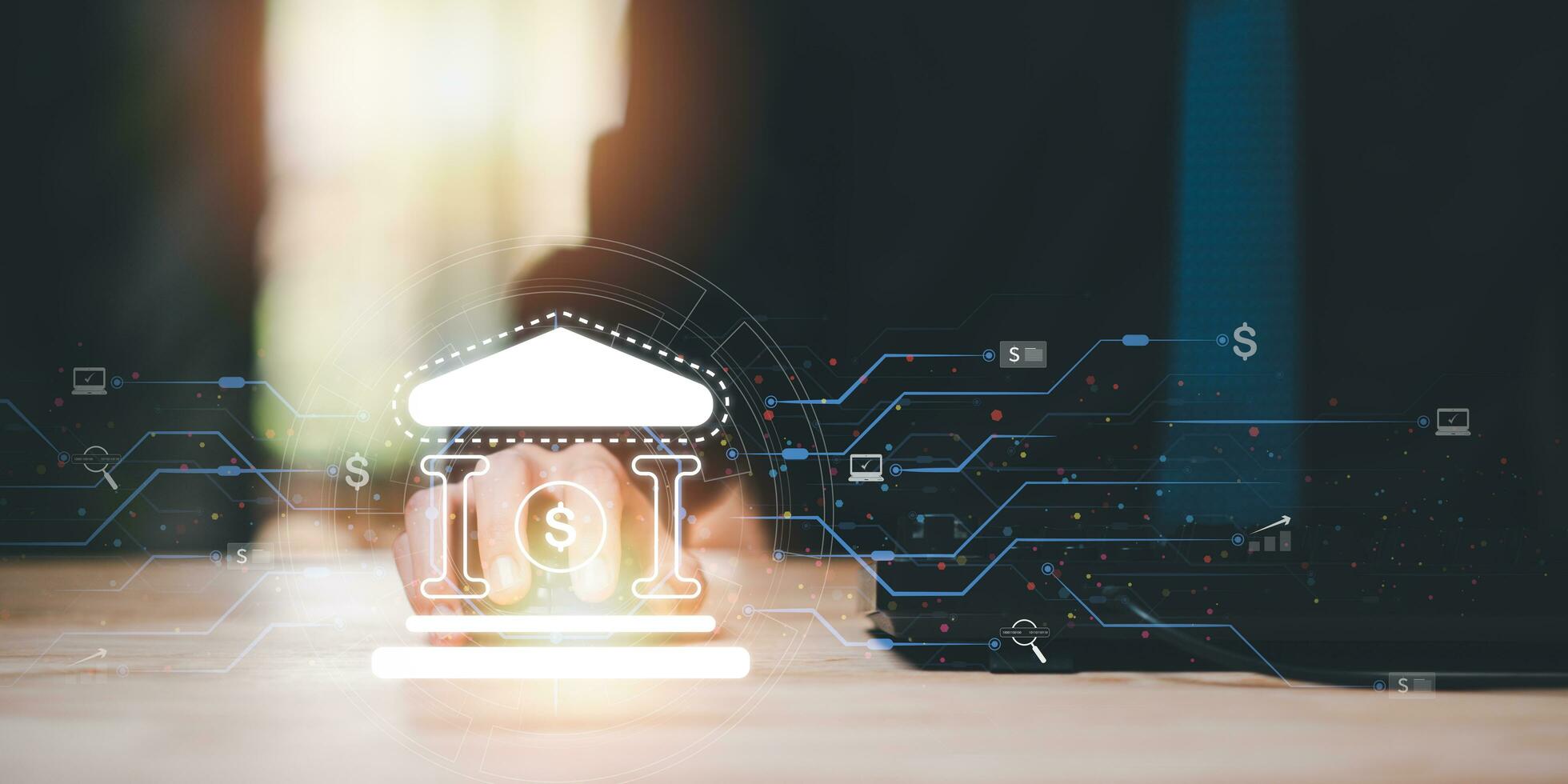 Bank finance business connection concept ,Money and Investment Management ,payment security ,internet transaction network information technology ,Using online banking on application ,online payment photo