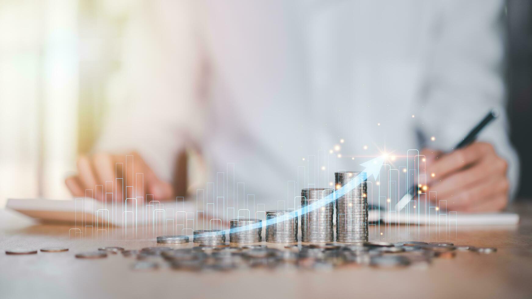 concept of interest rates and dividends ,interest growth graph ,Financial interest rates ,investment growth percentage and interest on deposits ,an increase in interest rates ,finance and investment photo